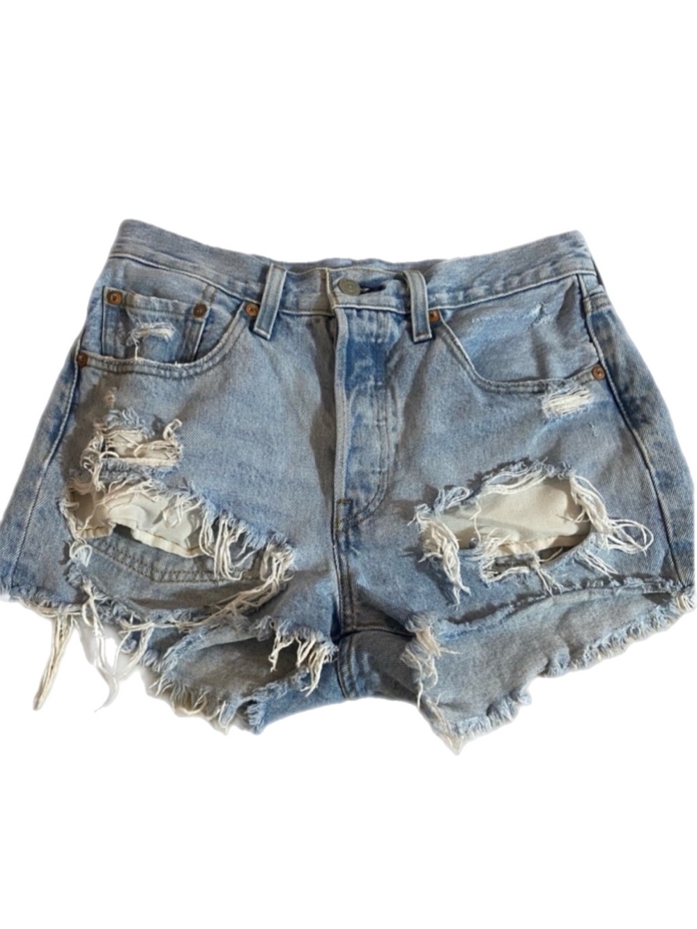 Levi's Premium 501 Denim Jean Distressed Shorts Daisy Dukes Button Fly Tumblr 26